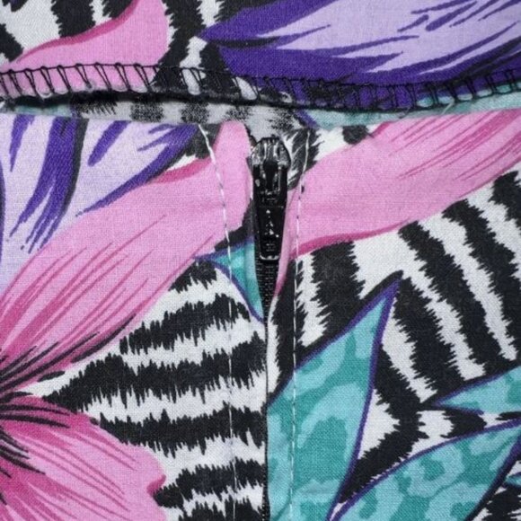 Vtg Isadora New York - 2 Piece Dress & Jacket Set - Tropical Floral Zebra - Sz 5 - Picture 11 of 14